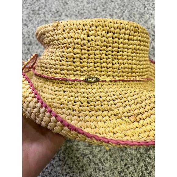 Scala Women’s Natural Fibers Straw Hat Natural/Pink Summer Casual Sun Protection - Picture 7 of 8